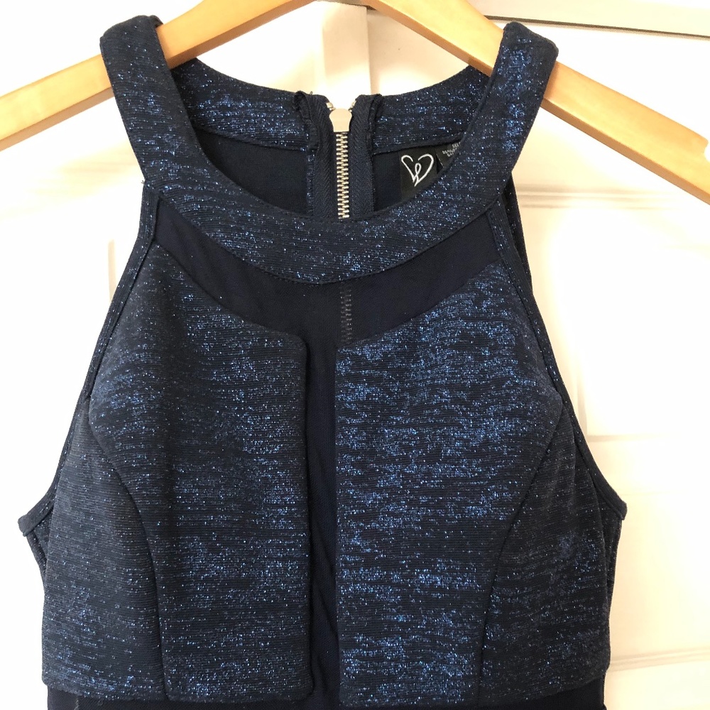 Glitter dress navy blue size S sleeveless back zipper